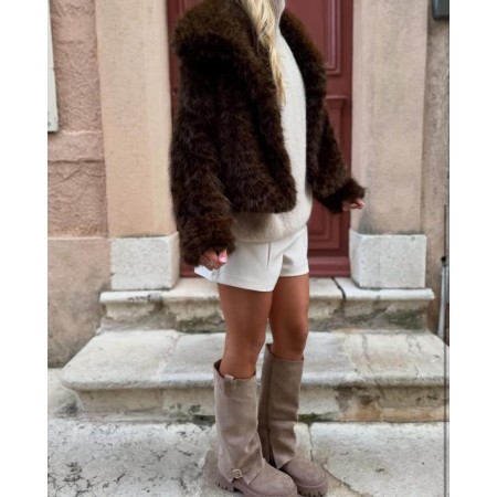 CHAUSSURES FEMME BOTTES HAUTES BICKER SIMILI DAIM MISS MARJO BEIGE