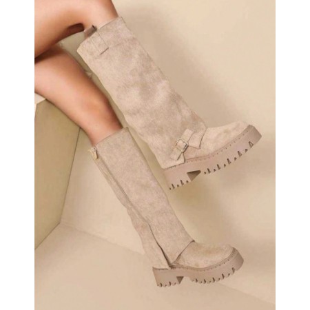 CHAUSSURES FEMME BOTTES HAUTES BICKER SIMILI DAIM MISS MARJO BEIGE