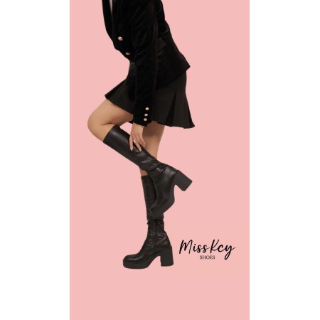 CHAUSSURES FEMME BOTES MI HAUTES NOIR MISS CARA