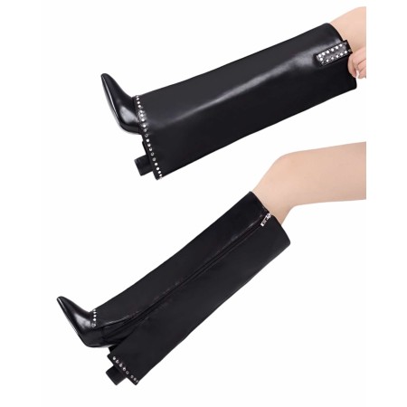 CHAUSSURES FEMME BOTTES HAUTES TALON CLOUTEE MISS LYOR NOIR