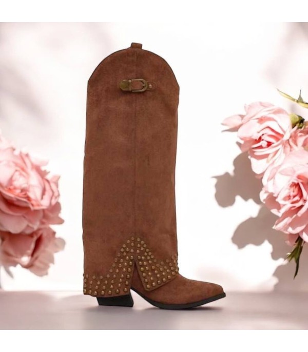 BOTTES HAUTES WESTERN CLOUTEE MISS KASSY CAMEL