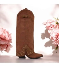 BOTTES HAUTES WESTERN CLOUTEE MISS KASSY CAMEL