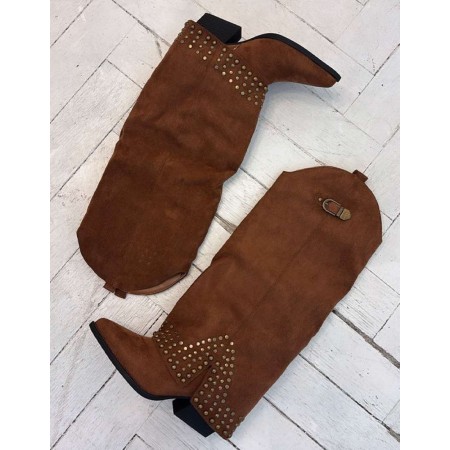 BOTTES HAUTES WESTERN CLOUTEE MISS KASSY CAMEL
