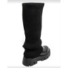Bottes hautes femme simili cuir noir façon chaussette