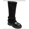 Bottes hautes femme simili cuir noir façon chaussette