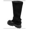 Bottes hautes femme simili cuir noir façon chaussette