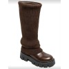 Bottes hautes femme simili cuir marron choco façon chaussette