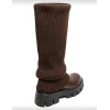 Bottes hautes femme simili cuir marron choco façon chaussette