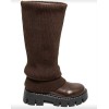 Bottes hautes femme simili cuir marron choco façon chaussette