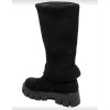 Bottes hautes femme en suédine noire façon chaussette