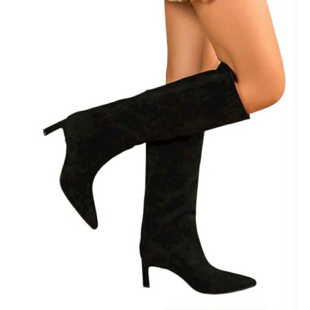 bottes hautes femme en suédine talon confort – noir, beige, marron – collection automne hiver 2025 2026