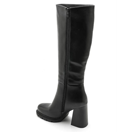 BOTTES HAUTES NOIR À TALON ÉPAIS – PLATEFORME CONFORT MISS ANOUK