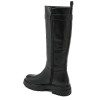 bottes hautes plates femme, bottes cavalière noir, bottes simili cuir boucle mollet, bottes hiver femme,