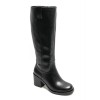bottes hautes noir talon carré, bottes simili cuir femme, bottes zip intérieur, bottes tendance