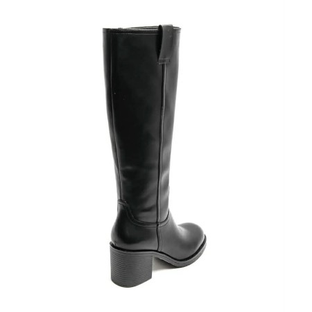 BOTTES HAUTES À TALON CARRÉ NOIR – SIMILI CUIR & ZIP INTÉRIEUR – NOUVELLE SAISON MISS BABY NOIR