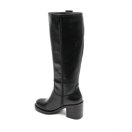 bottes hautes noir talon carré, bottes simili cuir femme, bottes zip intérieur, bottes tendance