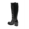 bottes hautes noir talon carré, bottes simili cuir femme, bottes zip intérieur, bottes tendance