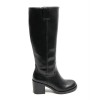 bottes hautes noir talon carré, bottes simili cuir femme, bottes zip intérieur, bottes tendance
