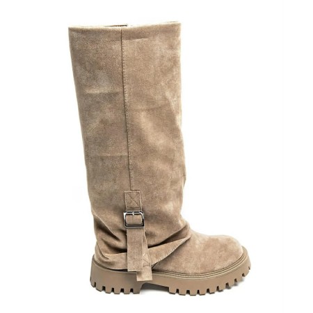 bottes hautes taupe femme, bottes suédine semelle épaisse