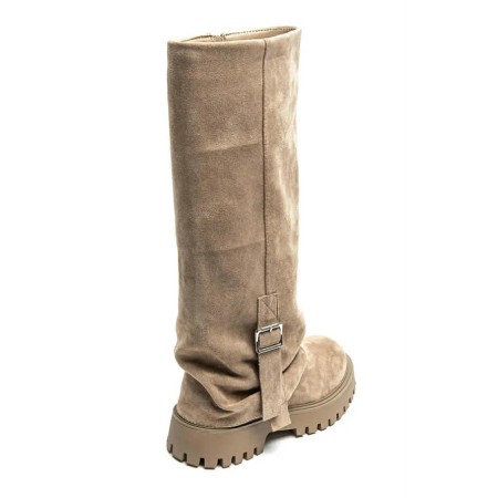 bottes hautes taupe femme, bottes suédine semelle épaisse