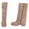 CHAUSSURES FEMME BOTTES HAUTES ZIP SUEDINE TAUPE MISS AMICIE