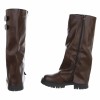 CHAUSSURES FEMME BOTTES HAUTES ZIP SUEDINE SIMI CUIR CHOCO MARRON MISS AMICIE