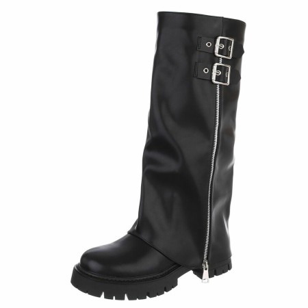 CHAUSSURES FEMME BOTTES HAUTES ZIP SIMI CUIR NOIR MISS AMICIE