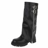 CHAUSSURES FEMME BOTTES HAUTES ZIP SIMI CUIR NOIR MISS AMICIE