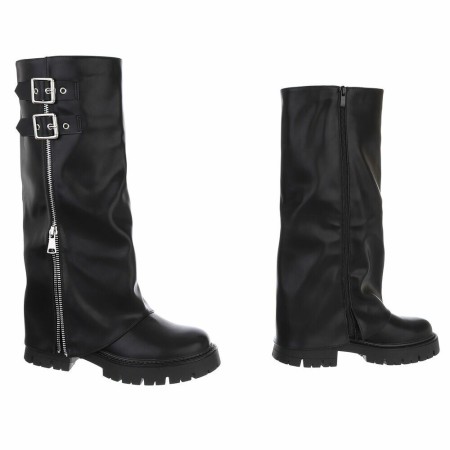 CHAUSSURES FEMME BOTTES HAUTES ZIP SIMI CUIR NOIR MISS AMICIE