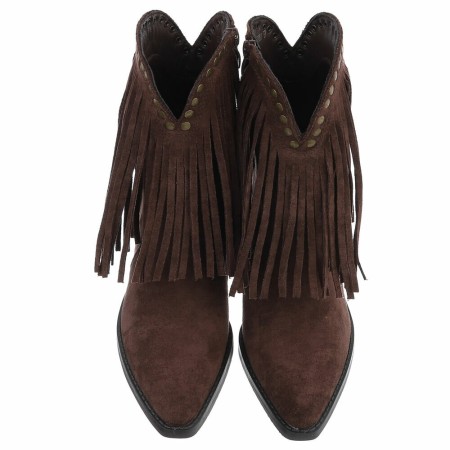 BOTTINES WESTERN GLAM MISS MAURINE CHOCO FRANGES