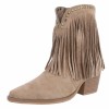BOTTINES WESTERN GLAM MISS MAURINE BEIGE TAUPE FRANGES