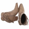BOTTINES WESTERN GLAM MISS MAURINE BEIGE TAUPE FRANGES