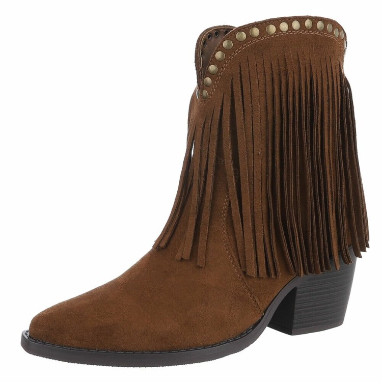 BOTTINES WESTERN GLAM MISS MAURINE CAMEL FRANGES
