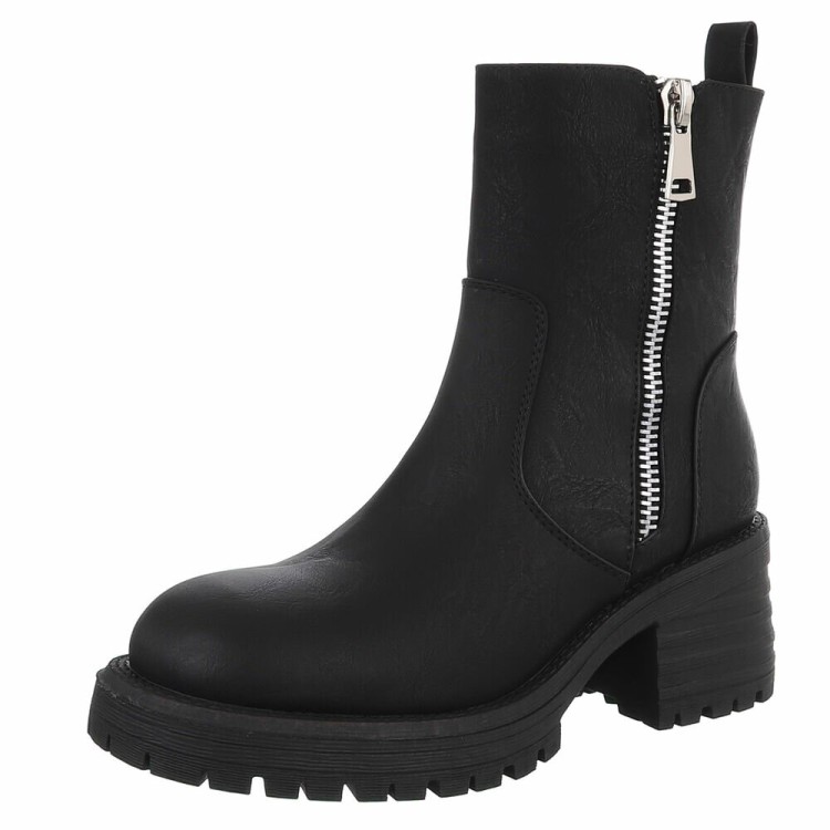 CHAUSSURES BOTTINES A TALON ET ZIP MISS LEO NOIR