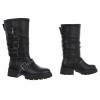 bottes hautes femme, bottes noires sangles, bottes simili cuir femme, bottes tendance hiver, bottes hautes 36 37 38 39 40 41