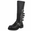 CHAUSSURES FEMME BOTTES HAUTES BIKER BOUCLES ET SANGLES NOIR MISS MARGA
