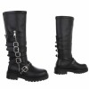 CHAUSSURES FEMME BOTTES HAUTES BIKER BOUCLES ET SANGLES NOIR MISS MARGA