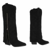 CHAUSSURES FEMME BOTTES HAUTES WESTERN NOIR ZIP