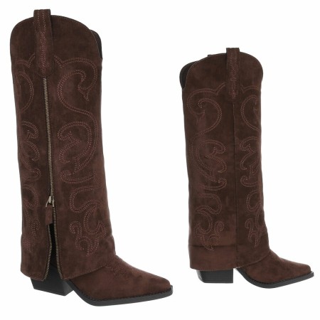 CHAUSSURES FEMME BOTTES HAUTES WESTERN CHOCO ZIP