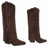 CHAUSSURES FEMME BOTTES HAUTES WESTERN CHOCO ZIP