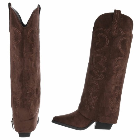 CHAUSSURES FEMME BOTTES HAUTES WESTERN CHOCO ZIP