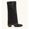 BOTTES HAUTES CHAUSSURES FEMME A REVERS AVEC DETAILS CHAINETTE DOREE MISS MARINA NOIR