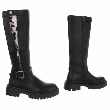 CHAUSSURES FEMME BOTTES HAUTES BOCLER ZIP BPUCLE MISS BRANDY NOIR