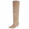 CHAUSSURES FEMME BOTTES HAUTES AU DESSUS DU GENOU PETIT TALON BEIGE MISS MARTIA