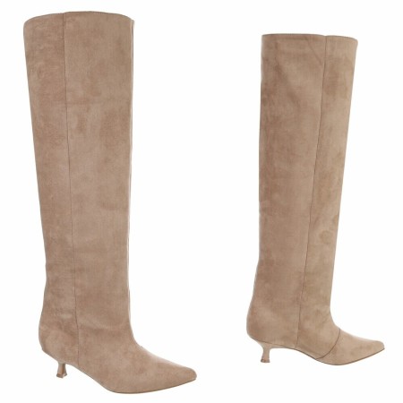 CHAUSSURES FEMME BOTTES HAUTES AU DESSUS DU GENOU PETIT TALON BEIGE MISS MARTIA