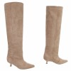 CHAUSSURES FEMME BOTTES HAUTES AU DESSUS DU GENOU PETIT TALON BEIGE MISS MARTIA