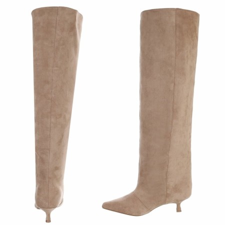 CHAUSSURES FEMME BOTTES HAUTES AU DESSUS DU GENOU PETIT TALON BEIGE MISS MARTIA