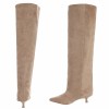 CHAUSSURES FEMME BOTTES HAUTES AU DESSUS DU GENOU PETIT TALON BEIGE MISS MARTIA