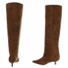 CHAUSSURES FEMME BOTTES HAUTES AU DESSUS DU GENOU PETIT TALON MISS MARRON