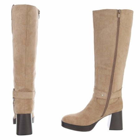 CHAUSSURES FEMME BOTTES HAUTES COUTURE BOUCLE MISS MEGANE BEIGE